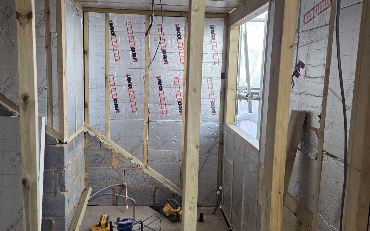 En-suite being plumbed in a Penge rear dormer loft conversion